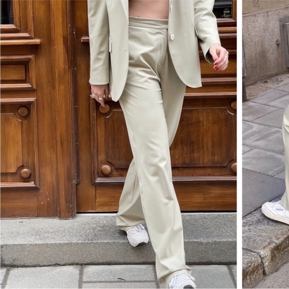 Djerf Avenue First Choice Pants in Greige  High Waisted Trousers Pants Tan Sz S